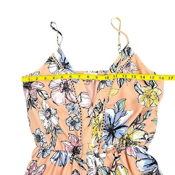 Sienna Sky Romper Womens Size M Peach Pink Floral Ruffles Whimsical Feminine Fun - Picture 6 of 9